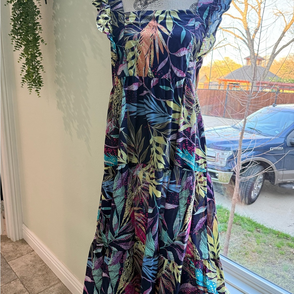 beachlunchlounge Multicolor Leaf Print Maxi Dress